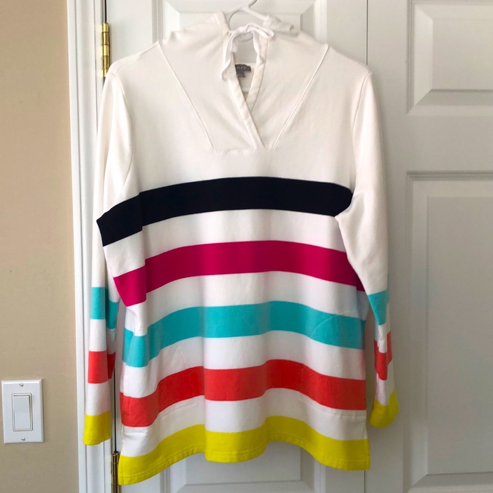 T by Talbots striped sweatshirt with pockets & hoodie